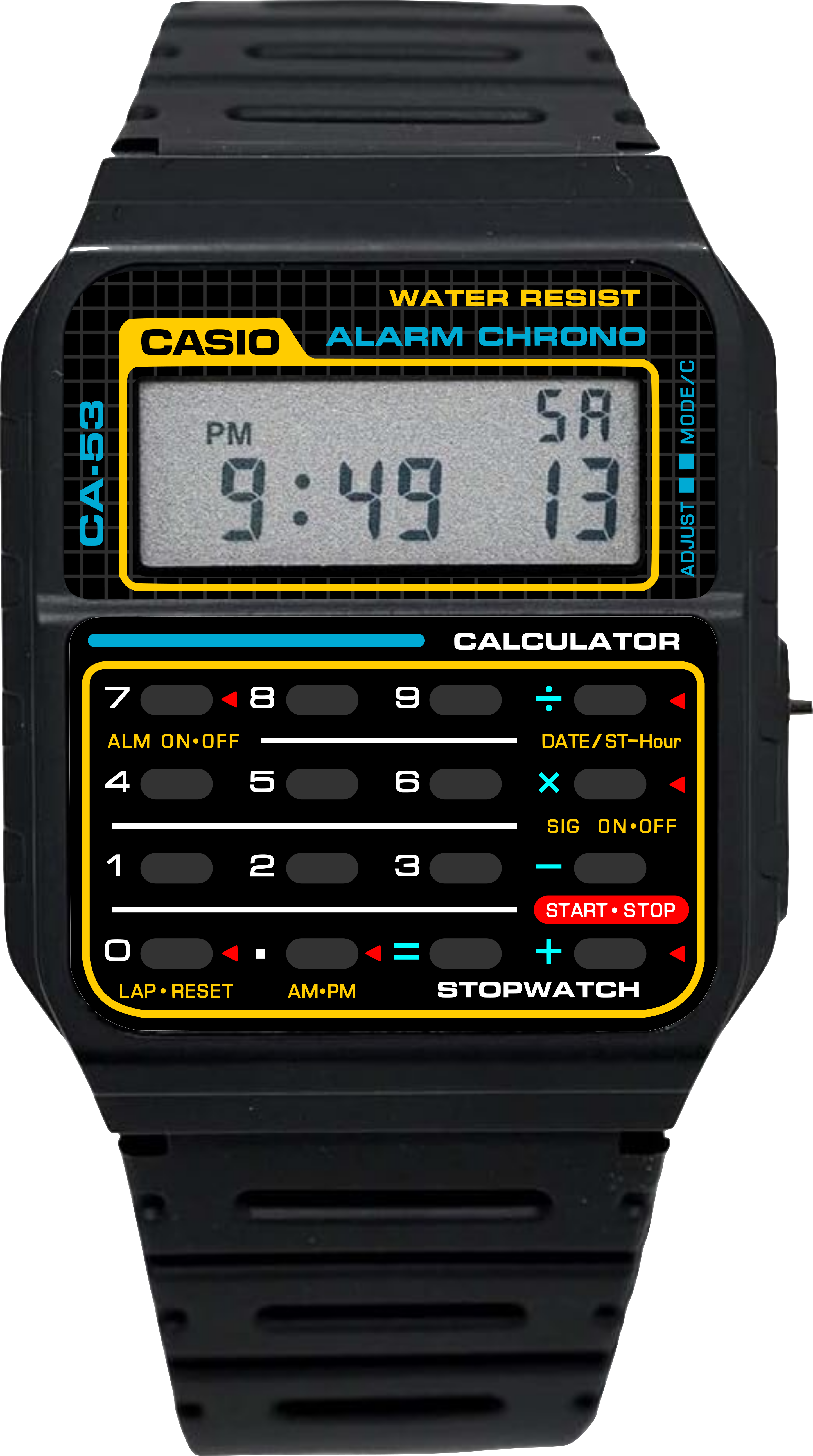 Custom Casio CA-53w - Yellow B