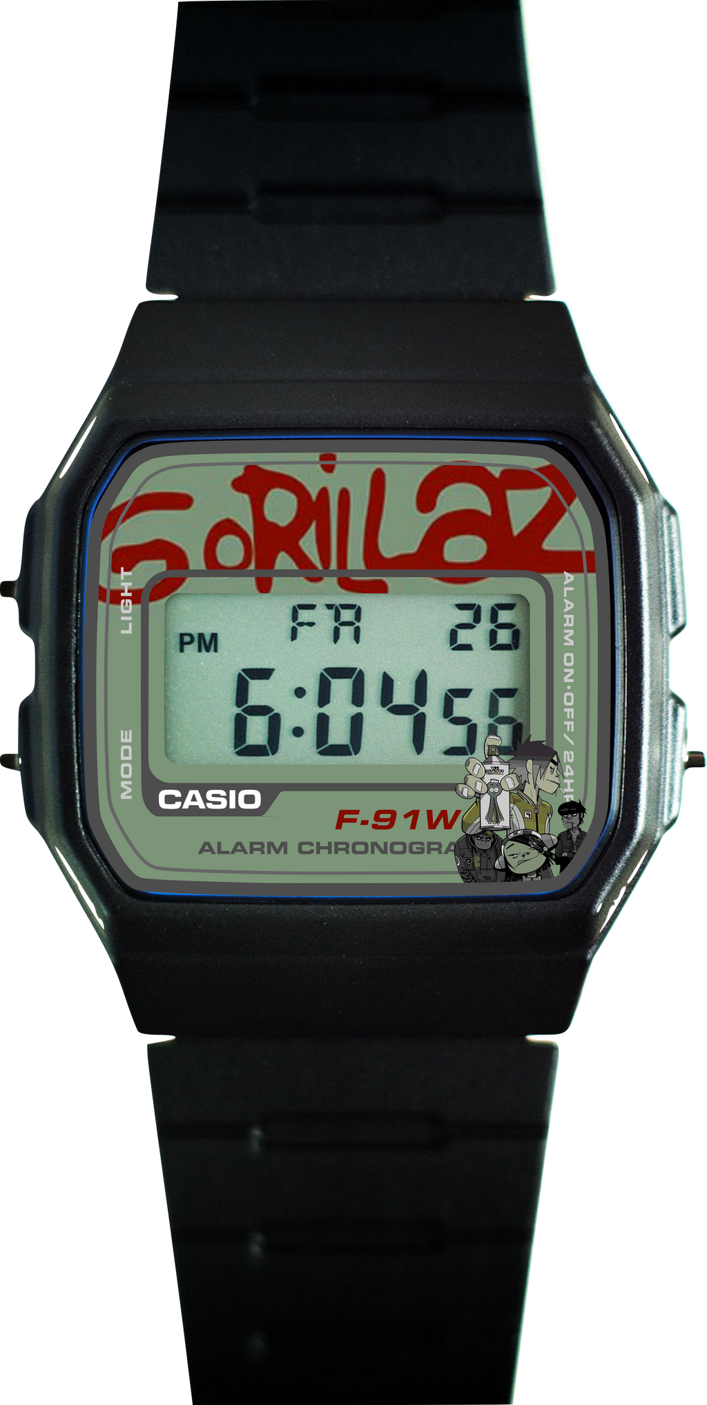 Custom Casio F91W - Custom watch face - Gorillaz Tribute