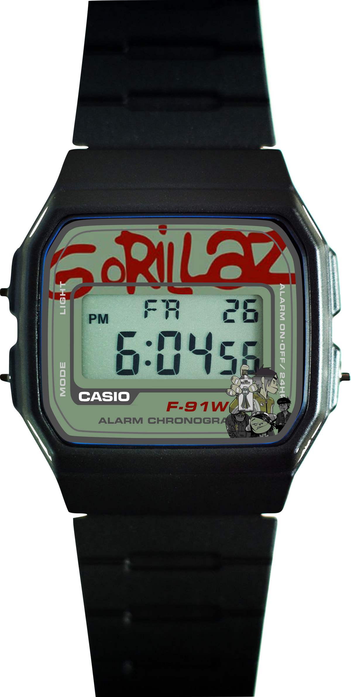 Custom Casio F91W - Custom watch face - Gorillaz Tribute