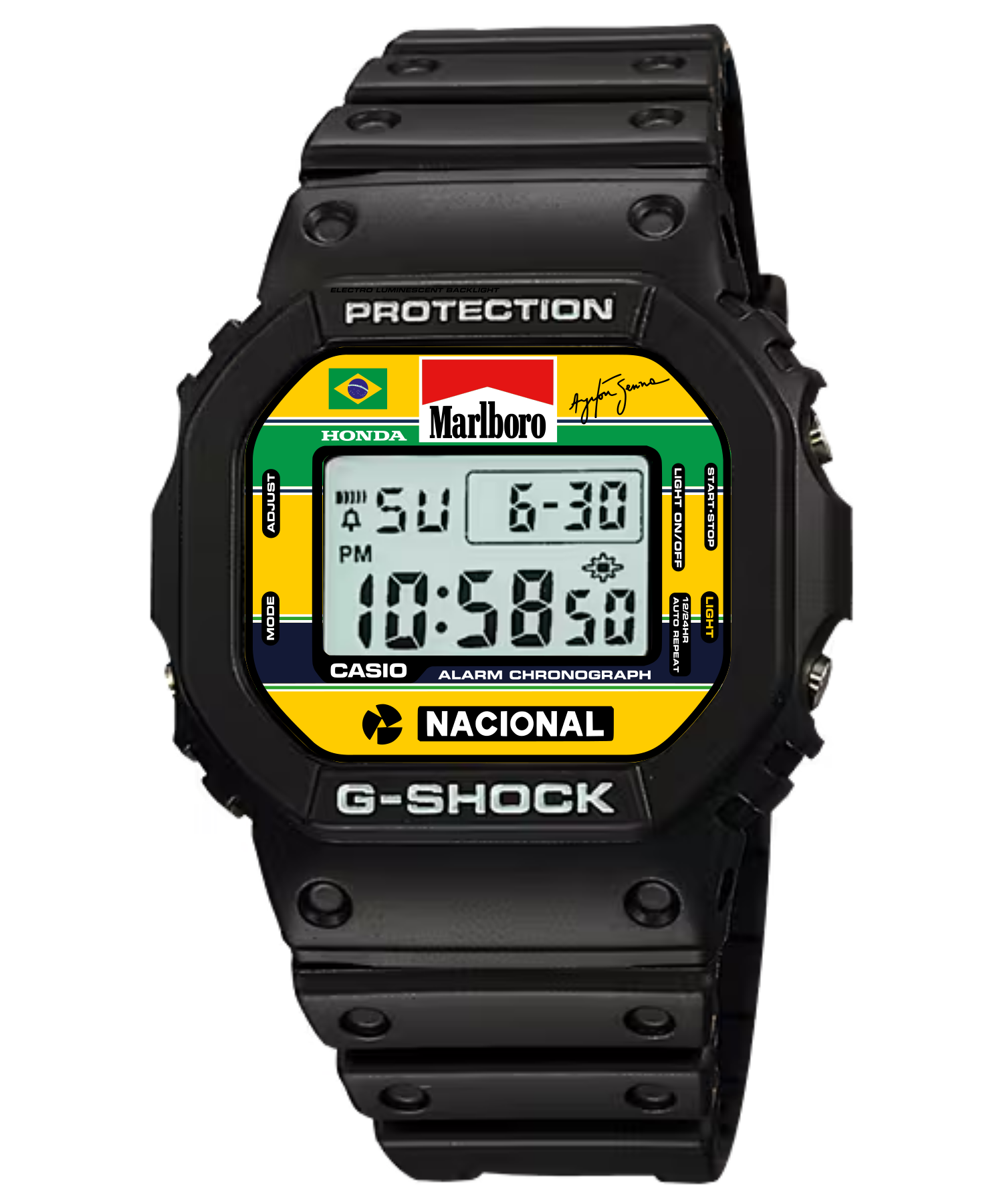 Custom Casio DW5600 - Custom watch face - Ayrton Senna