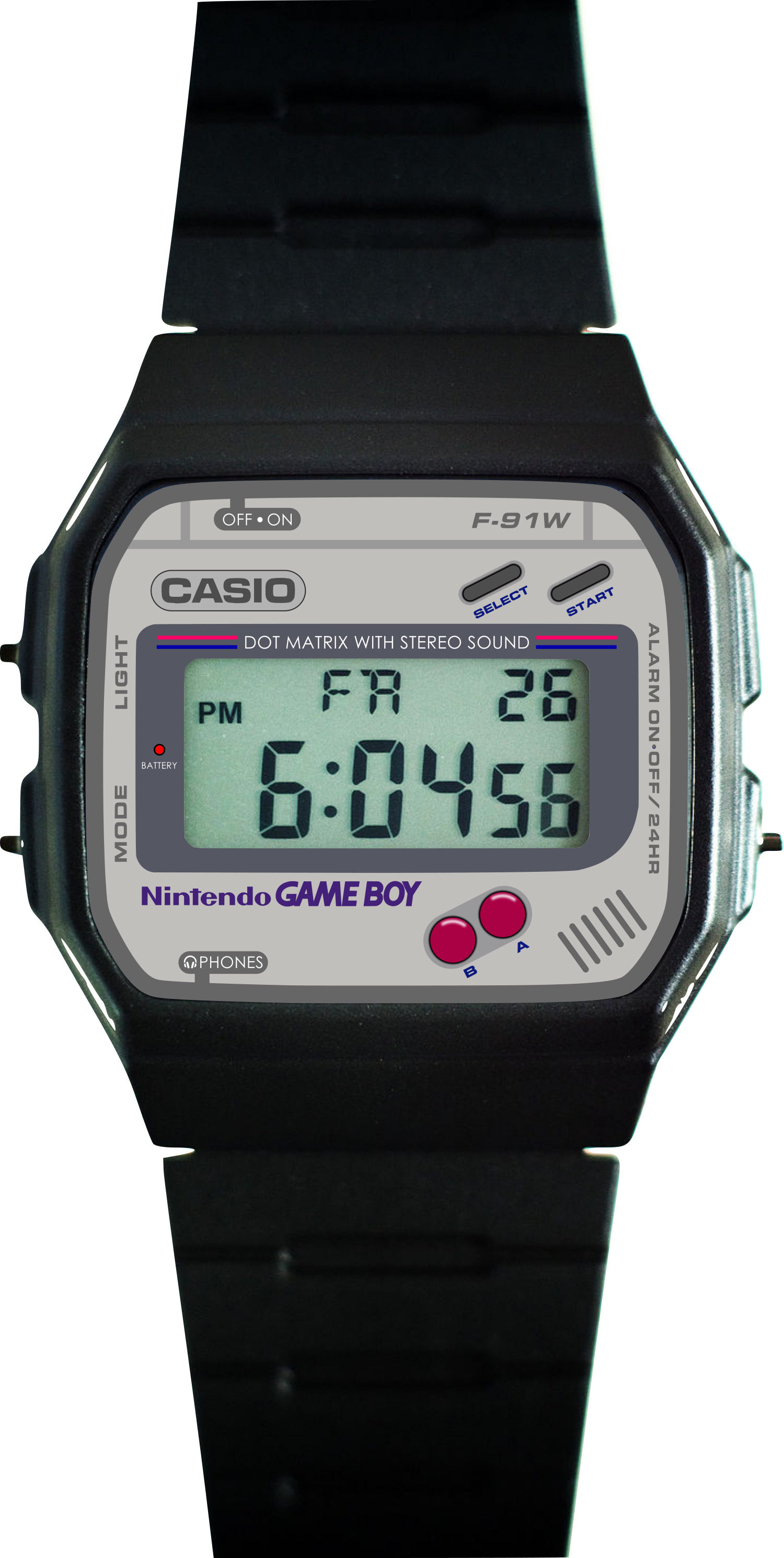 Custom Casio F91W - Custom watch face - Gameboy Theme