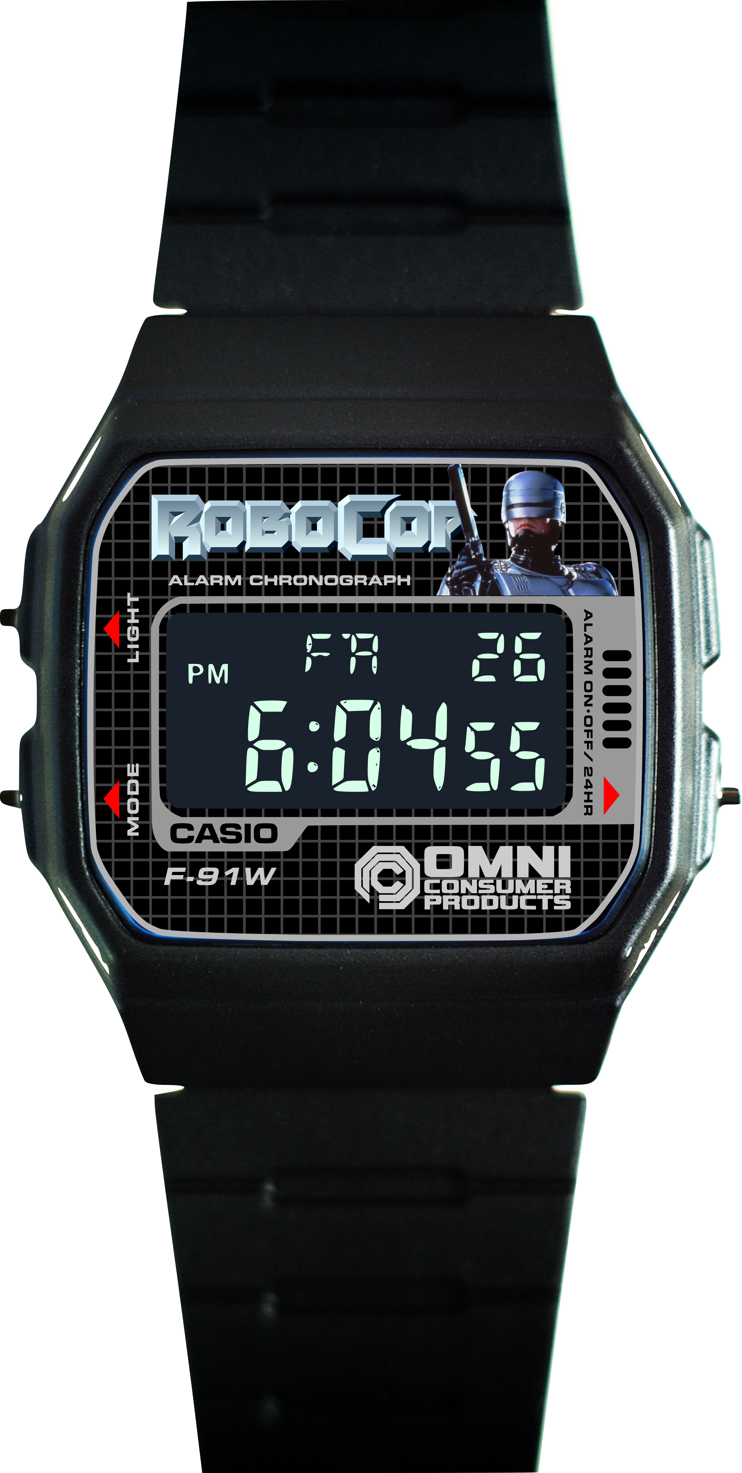 Custom Casio F91W - Custom watch face - ROBOCOP theme