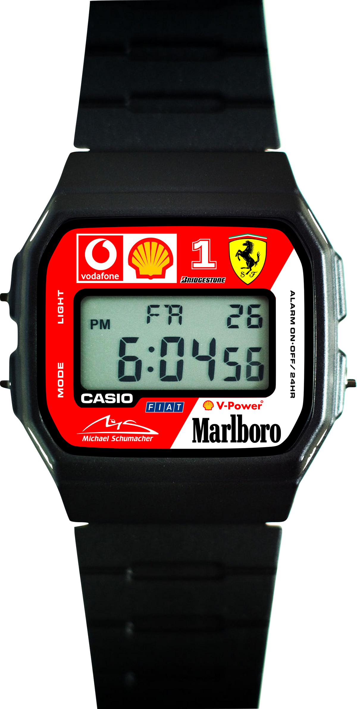 Custom Casio F91W - Custom watch face - Team Ferrari F1 2004 Theme Tribute