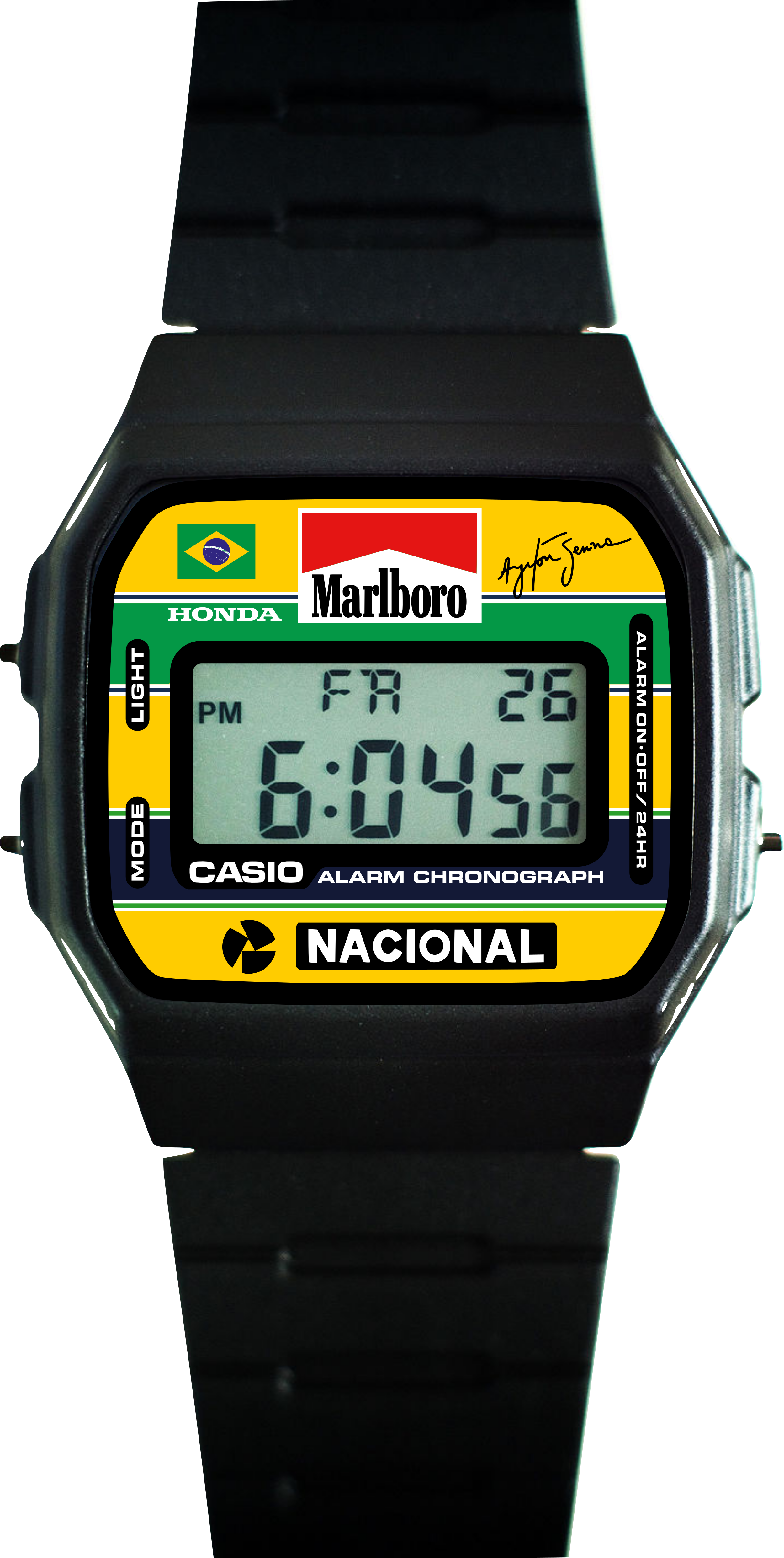 Custom Casio F91W - Custom watch face - Ayrton Senna Marlboro Theme