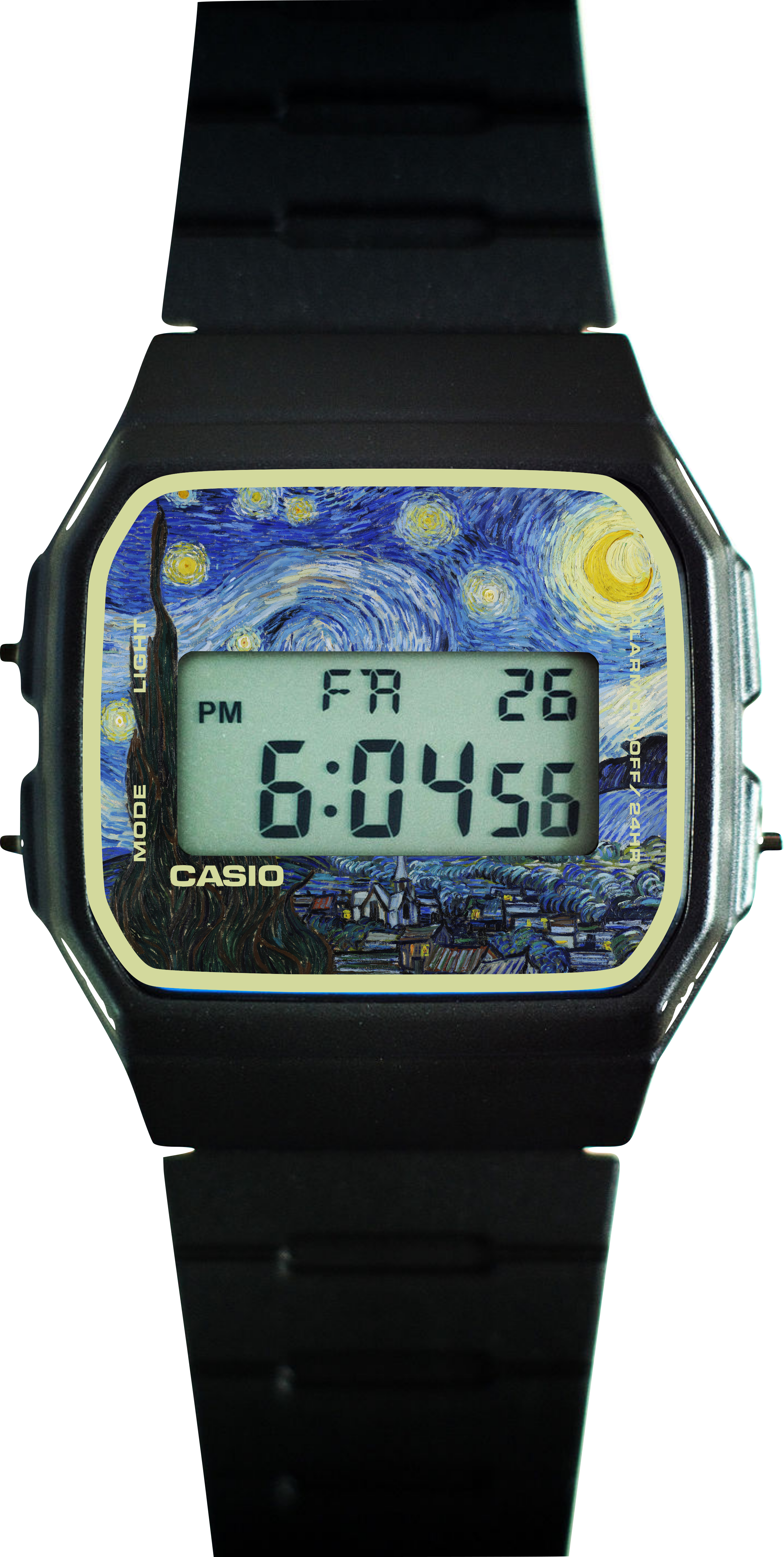 Custom Casio F91W - Custom watch face - The Starry Night Tribute