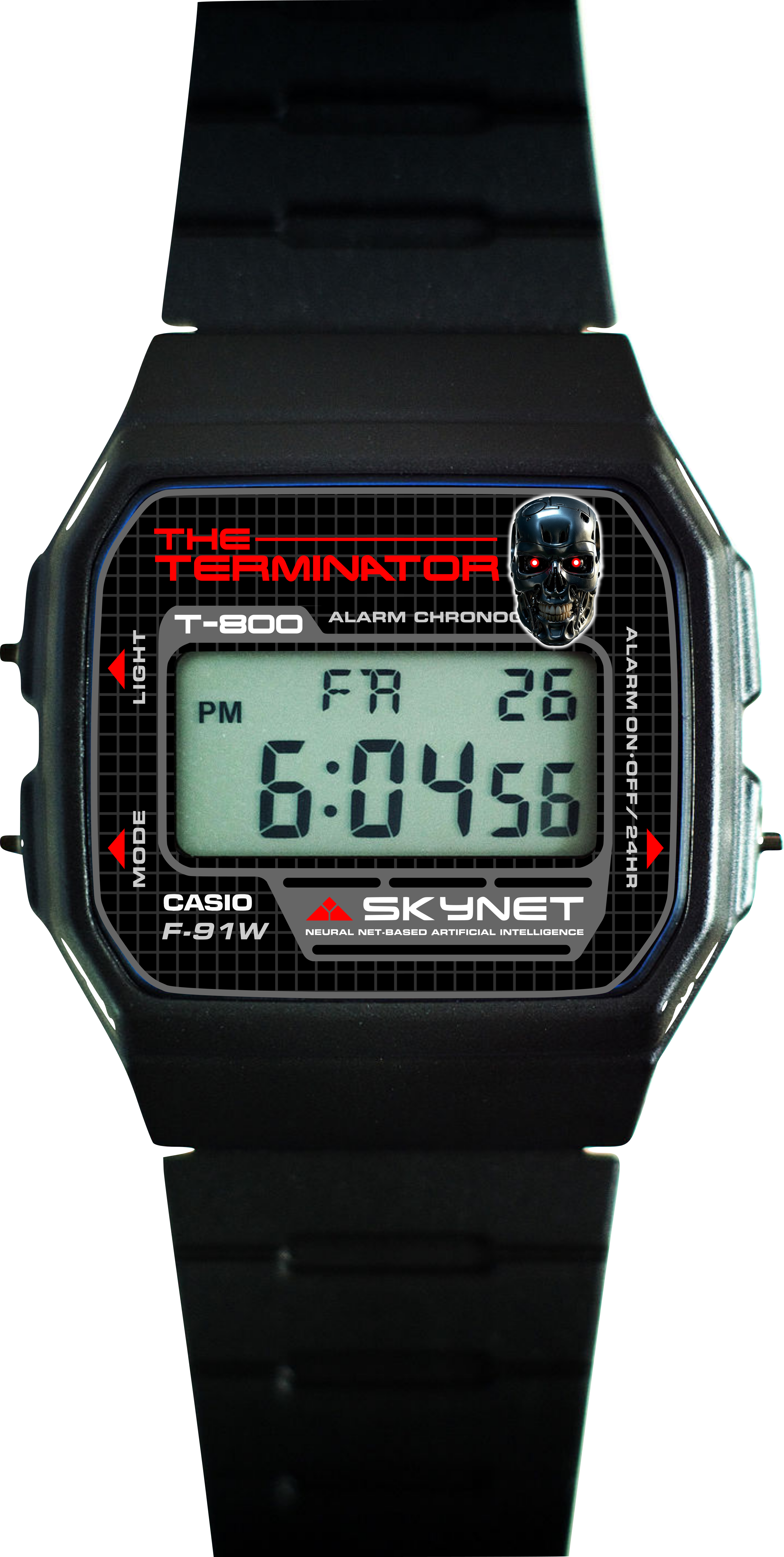 Custom Casio F91W - Custom watch face - Terminator "T-800"