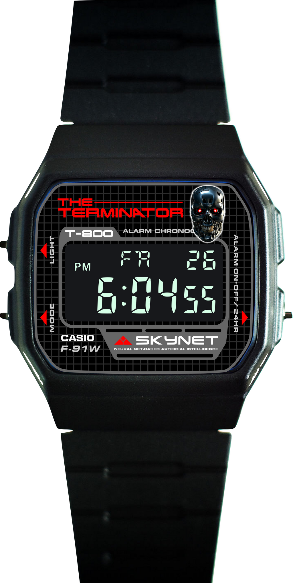 Custom Casio F91W - Custom watch face - Terminator "T-800"