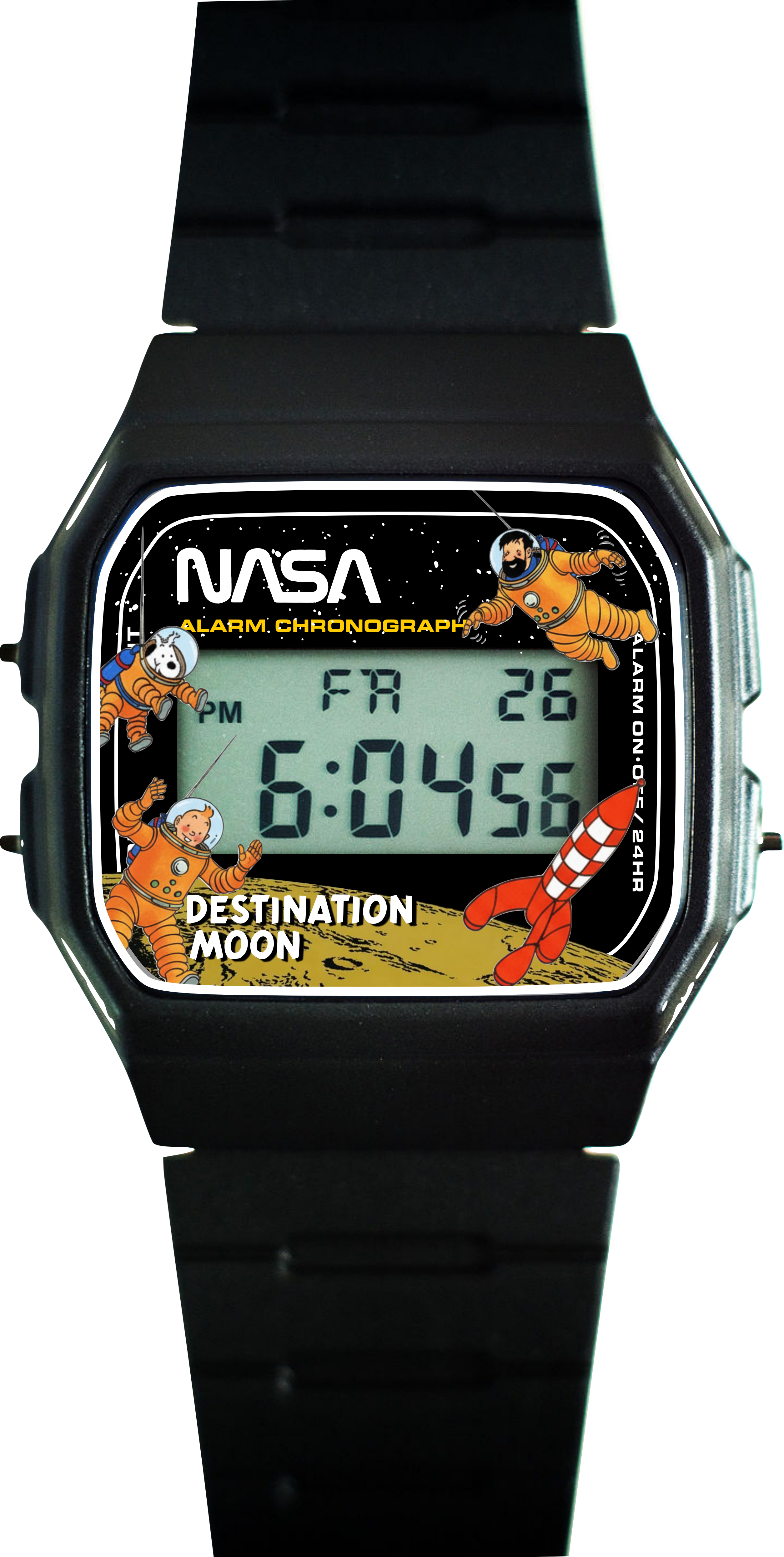 Custom Casio F91W - Custom watch face - Tintin "Destination Moon"