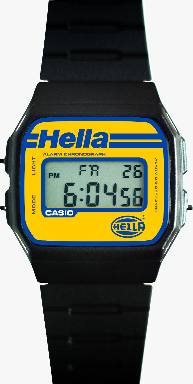 Custom Casio F91W - Custom watch face - Rally Edition Hella Tribute (Yellow)