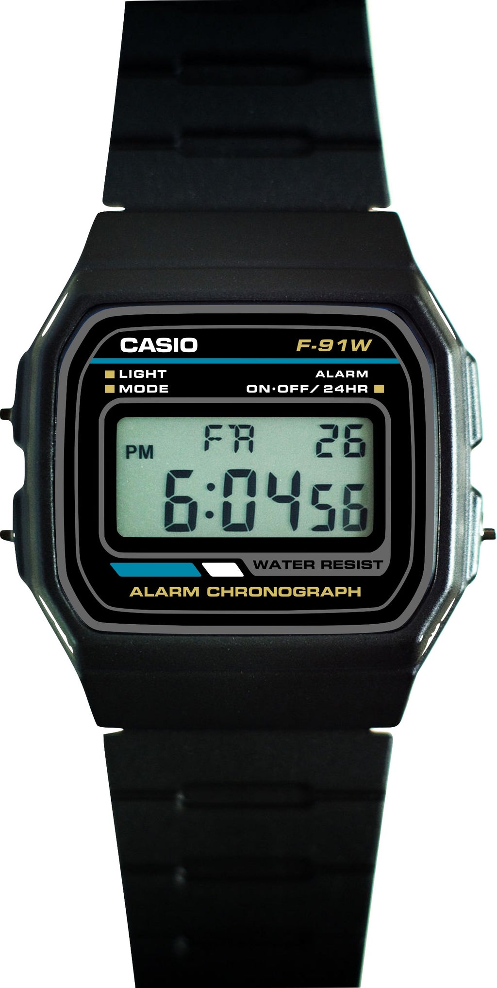 Custom Casio F91W - Custom watch face - Classic Casio Colorway