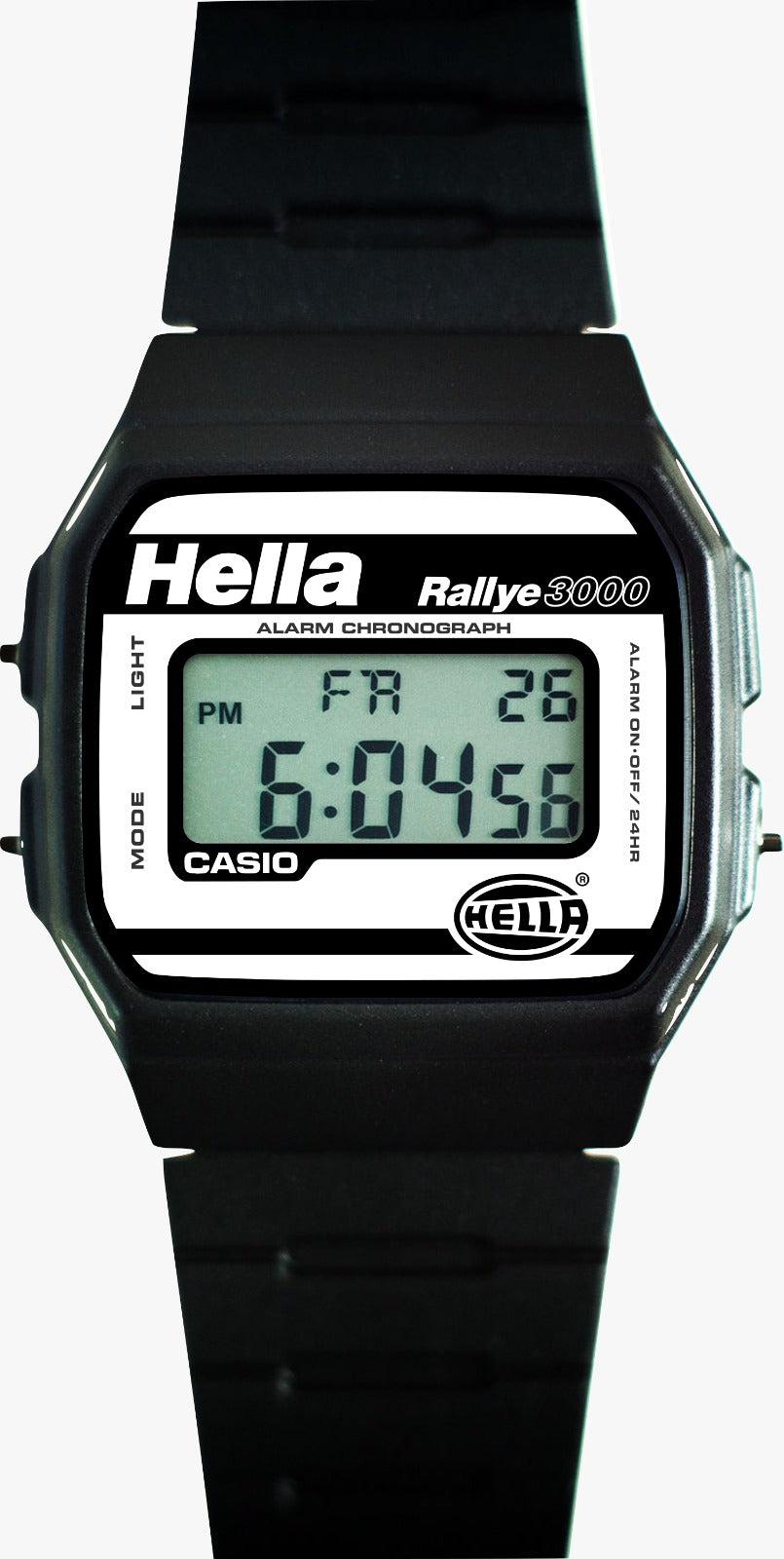 Custom Casio F91W - Custom watch face - Rally Edition Hella Tribute (White)